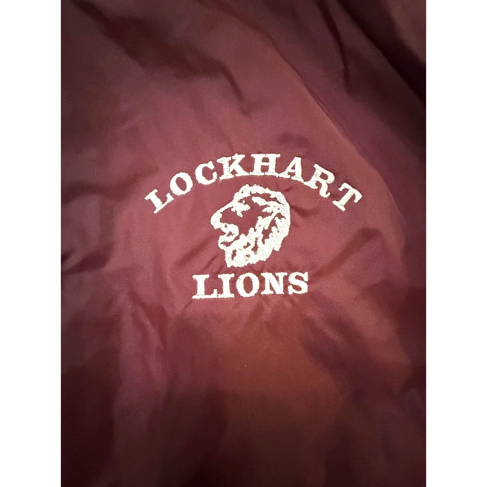 Vintage‎ 90s Bomber Jacket Mens Large Varsity Maroon Snap Front Made USA Texas